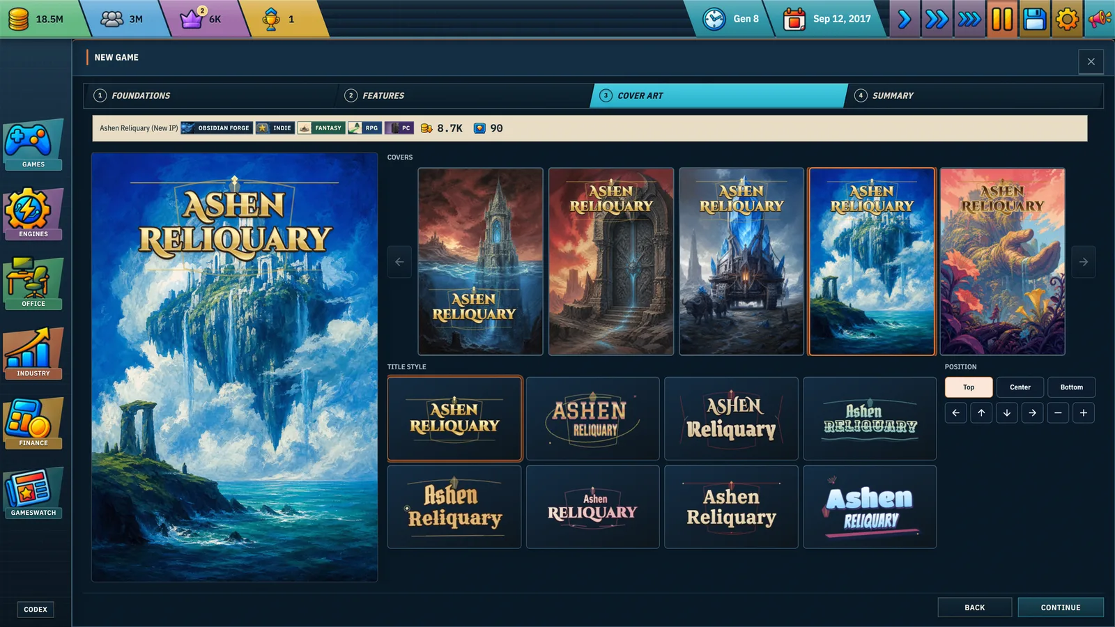 Game Dev Dynasty cover-art screen with several illustrated covers and title styles